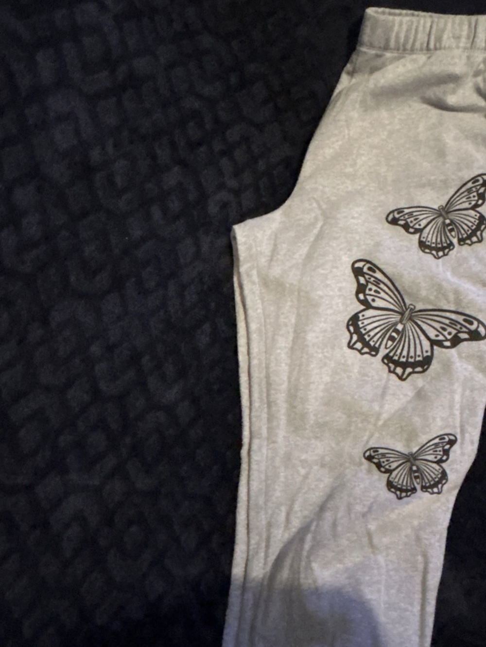 Girls' Gray Butterfly Print sweatpants